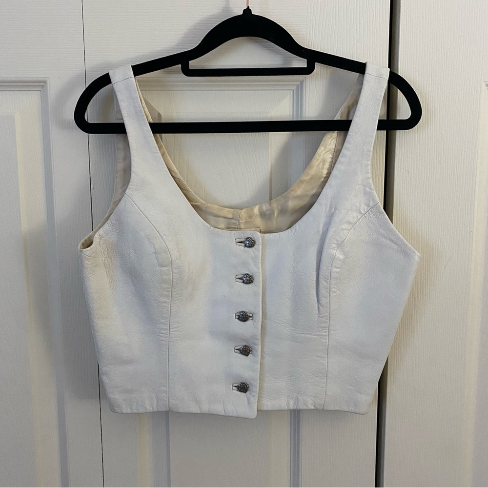 Vintage 80s White Leather Caché Bustier